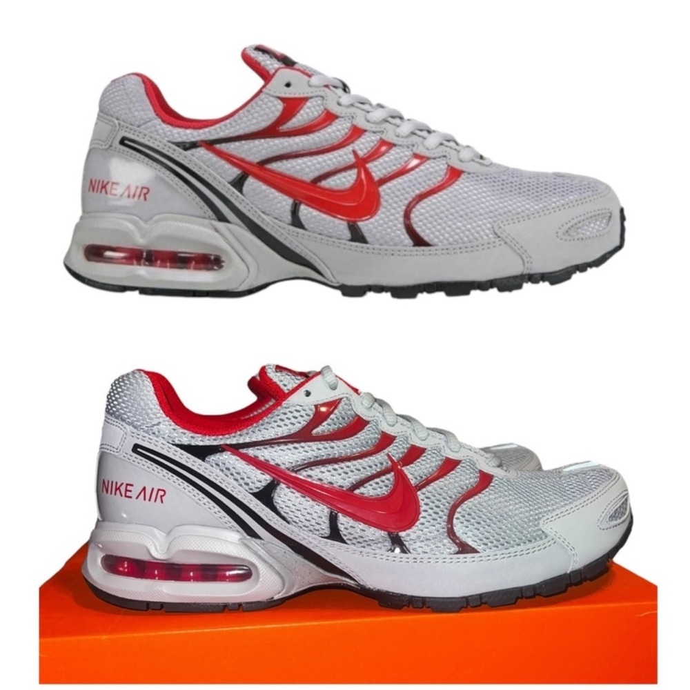 Nike White and Red Air Sneakers Air max Torch 4